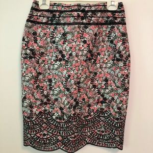 Floral Embroidered Pencil Skirt